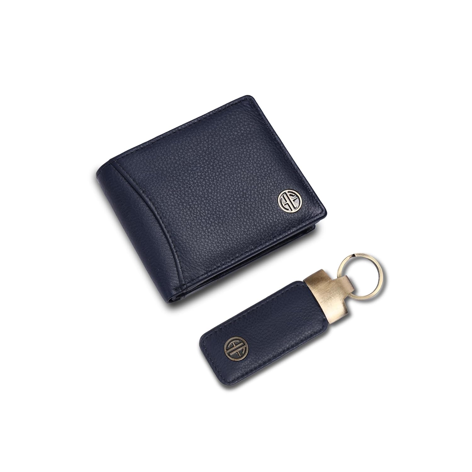 RFID-Blocking Leather Wallet Keychain Set for Men Card Slots, Car/Home/Bike Keys Premium Gift