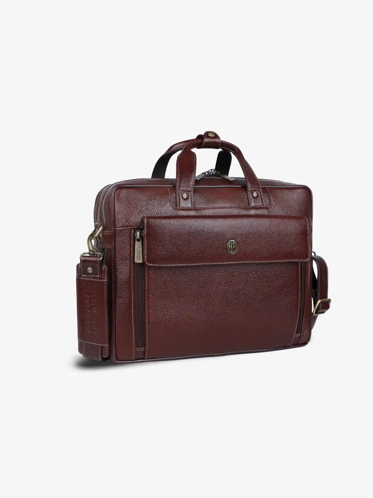 Genuine Leather Expandable Laptop Bag for Men with Adjustable Strap Fits Upto 16
