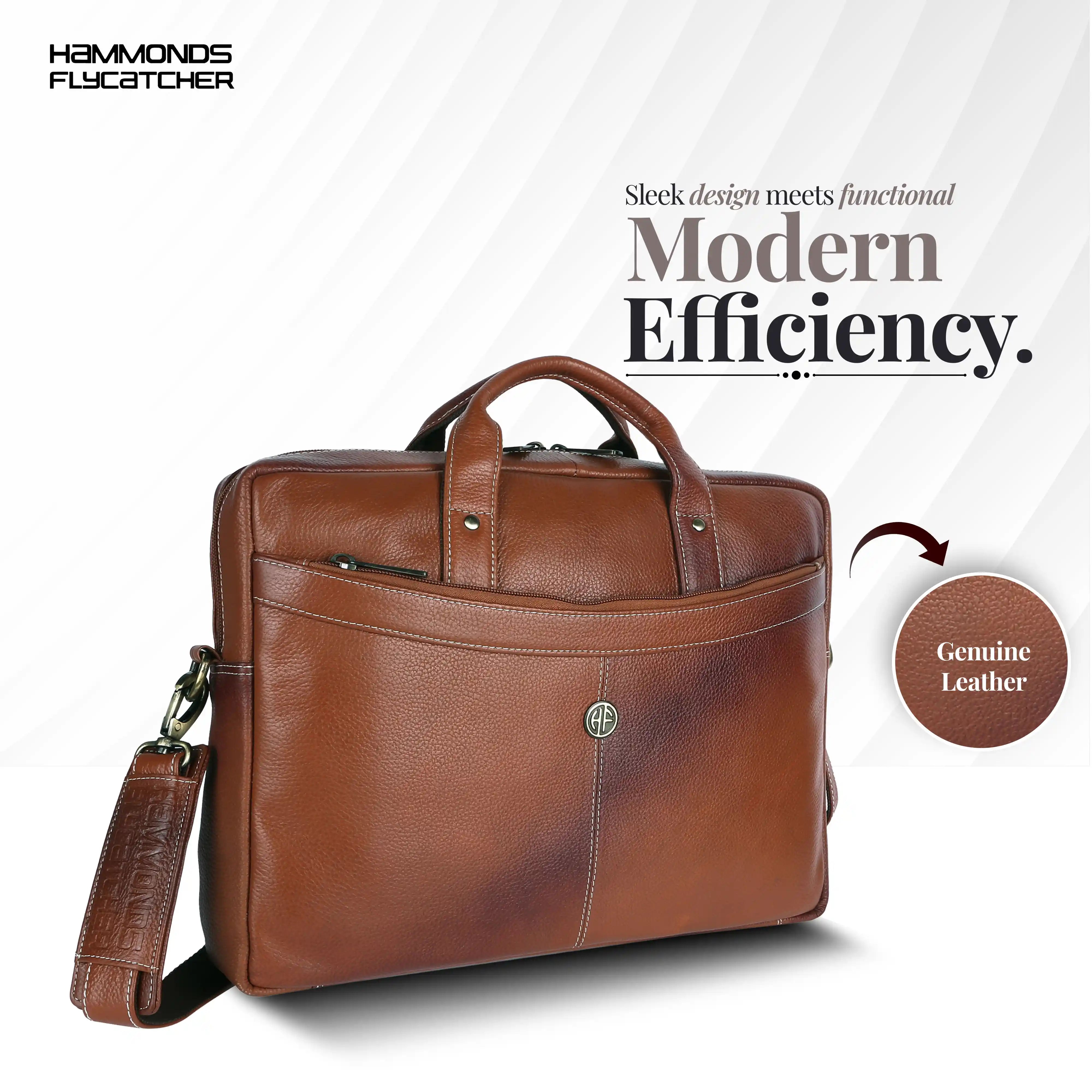 Leather Laptop Messenger Bag for Men with Multiple Compartments - Fits up to 15.6 Inch Laptop - 1 Year Warranty Secondary image