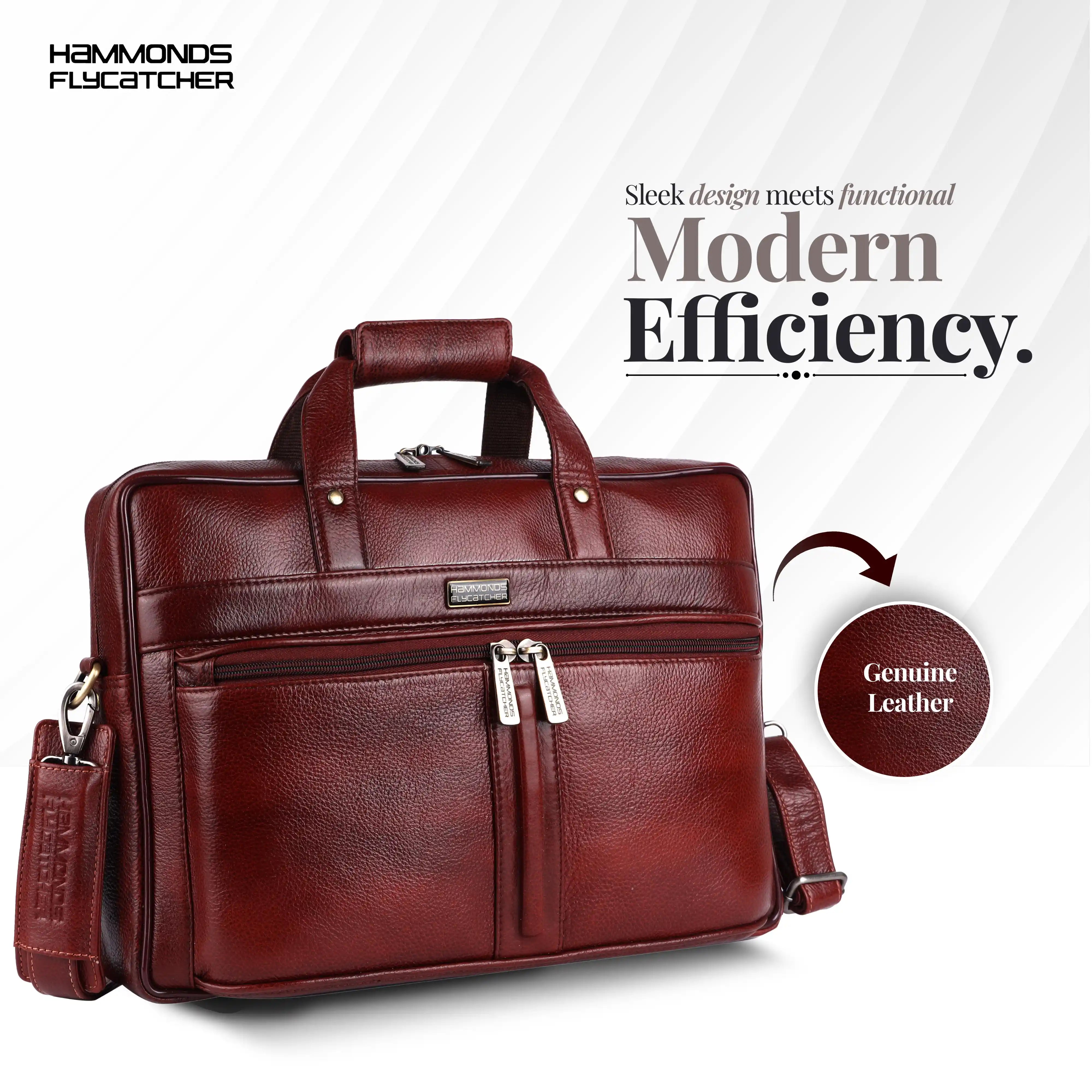 Genuine Leather Office Bag for Men - Laptop Bag - Fits Upto 15.6 Inch Laptop/MacBook - 1 Year Warranty Secondary image