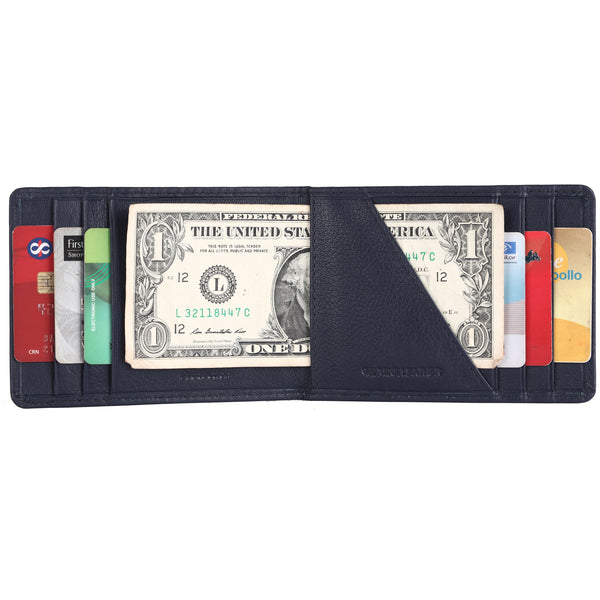 Genuine Leather Slim Wallet for Men, Blue | RFID Protected Leather Wallets for Men | Mens Wallet with 6 Card
