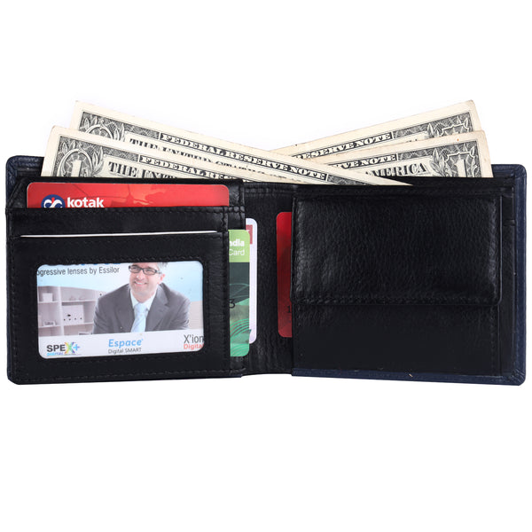 Men's Wallet - Genuine Leather Bifold Money Wallet with RFID Protection - Wallet for Men - 5 Card
