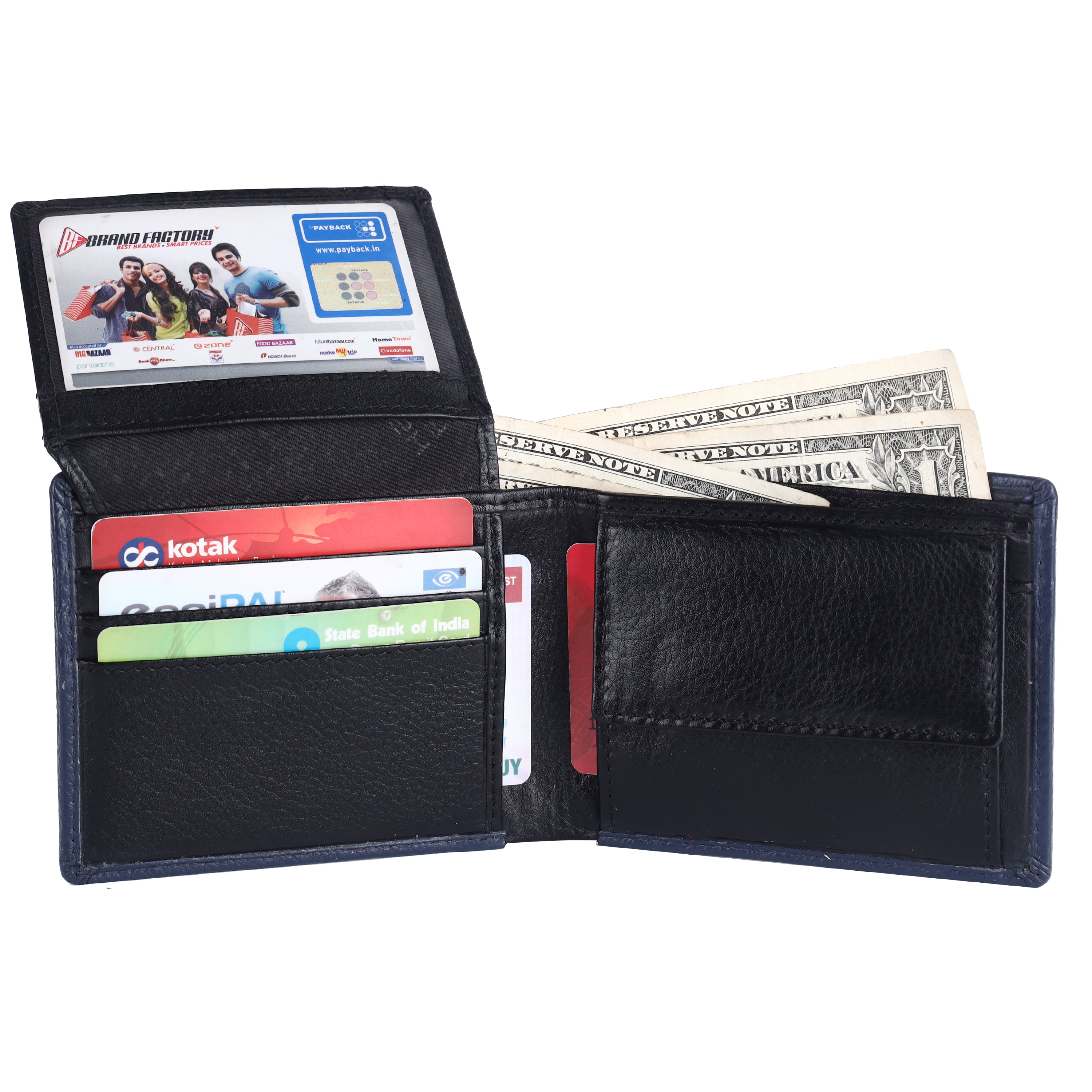 Men's Wallet - Genuine Leather Bifold Money Wallet with RFID Protection - Black Wallet for Men - 5 Card
