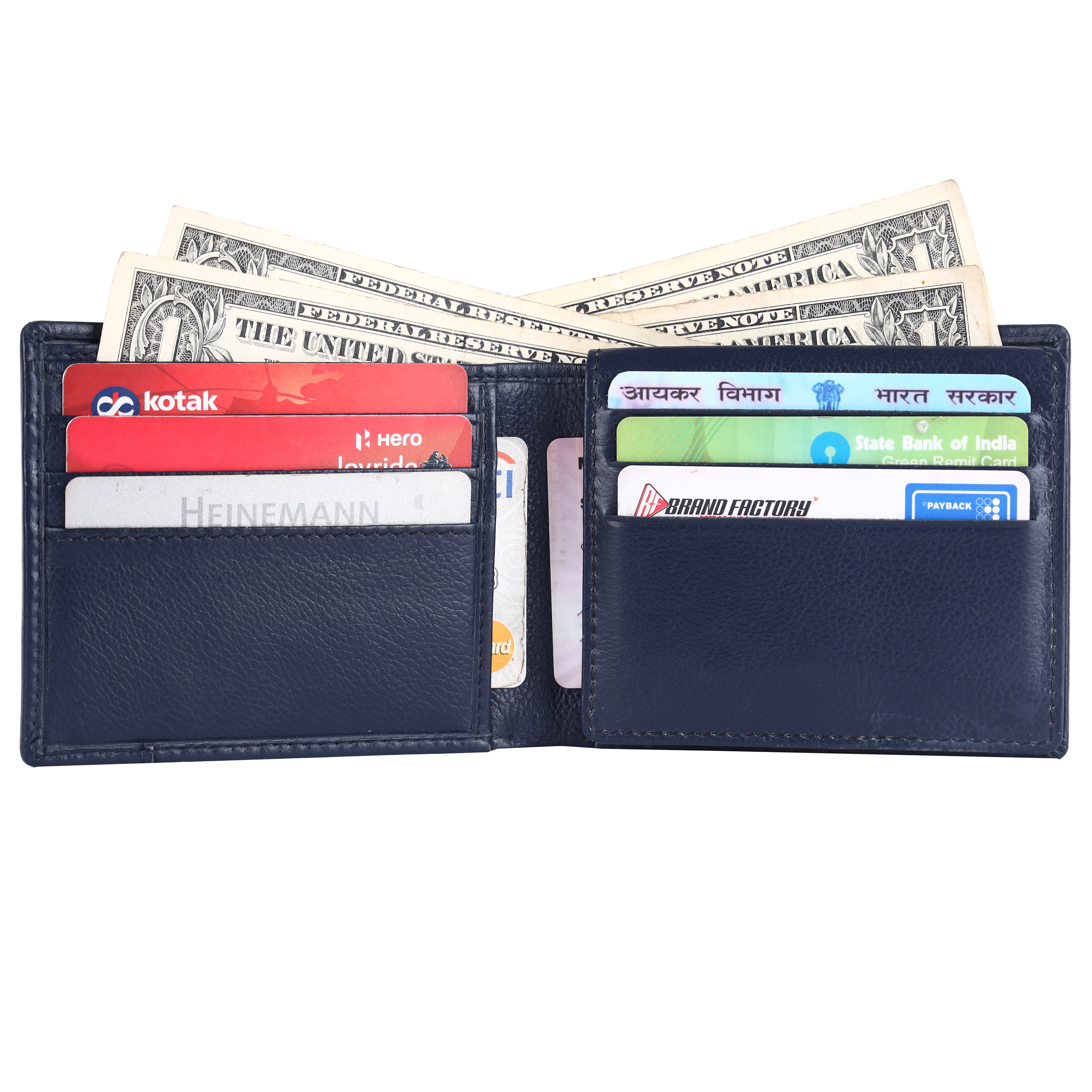 Wallet for Men - Blue | Genuine Leather Bifold Money Wallet | RFID Protected Wallets for Men| 6 ATM