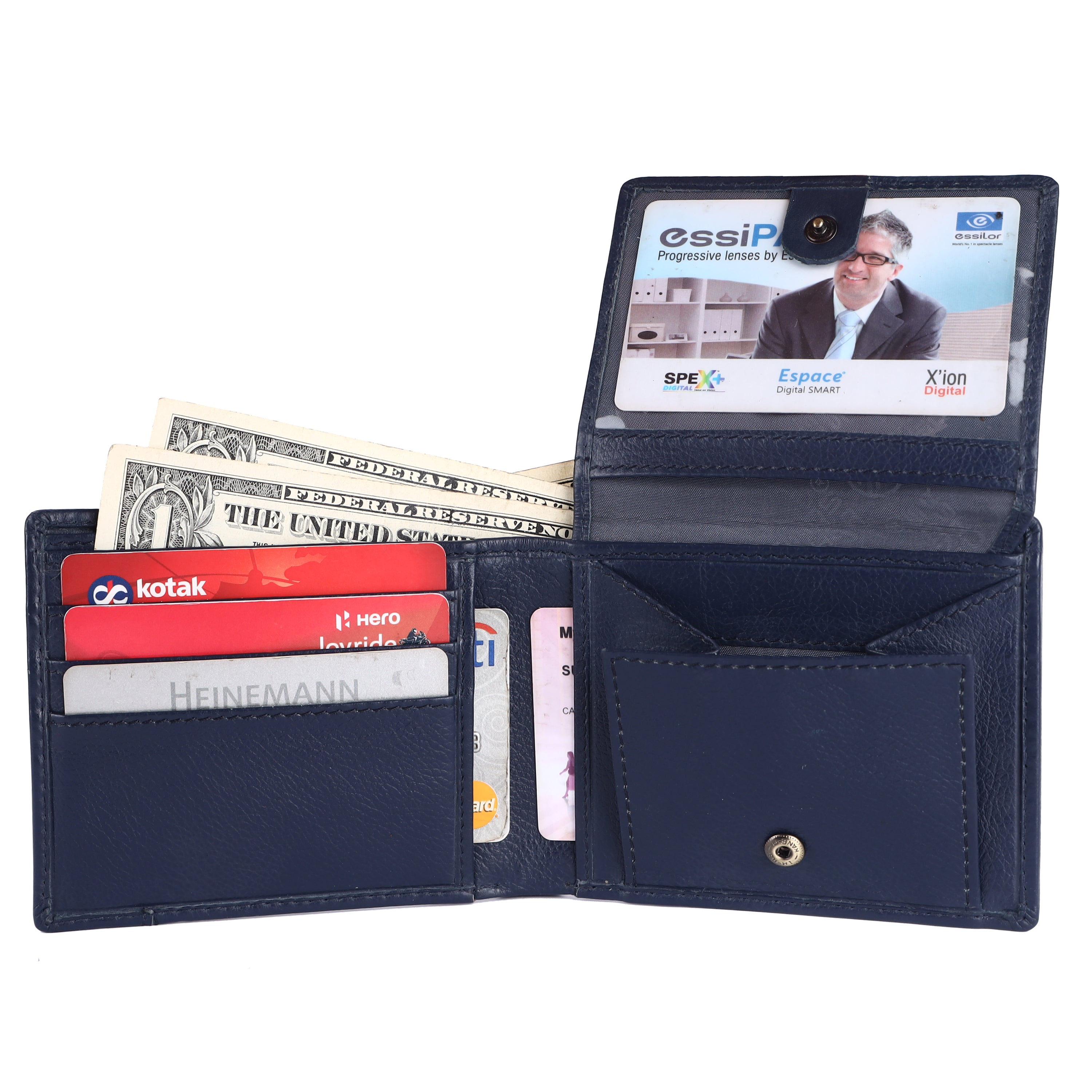Wallet for Men - Blue | Genuine Leather Bifold Money Wallet | RFID Protected Wallets for Men| 6 ATM