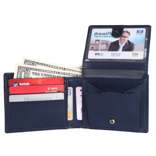Wallet for Men - Blue | Genuine Leather Bifold Money Wallet | RFID Protected Wallets for Men| 6 ATM