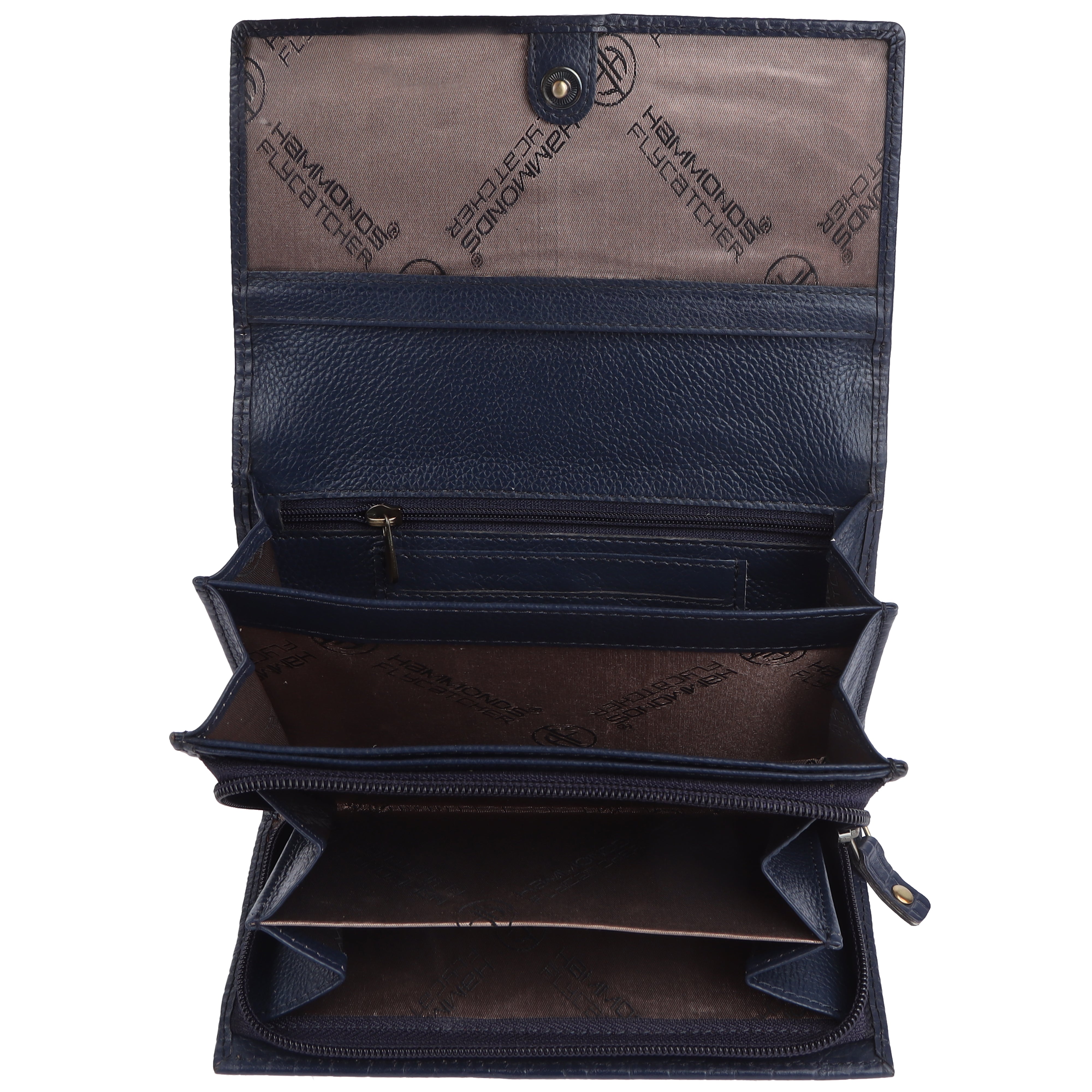 Ladies Leather Purse - RFID Protected, 8 Card Slots, 5 Compartments, Button Closure - For Daily Use