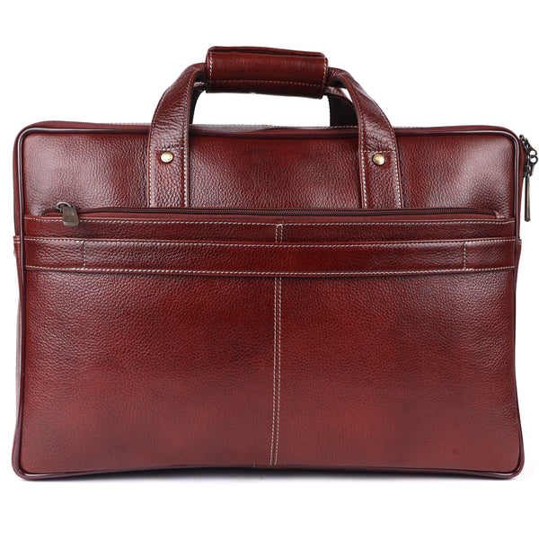 Laptop Bag for Men - Genuine Leather, Brown - Fits 14/15.6 Inch Laptops - Water Resistant Handbag -