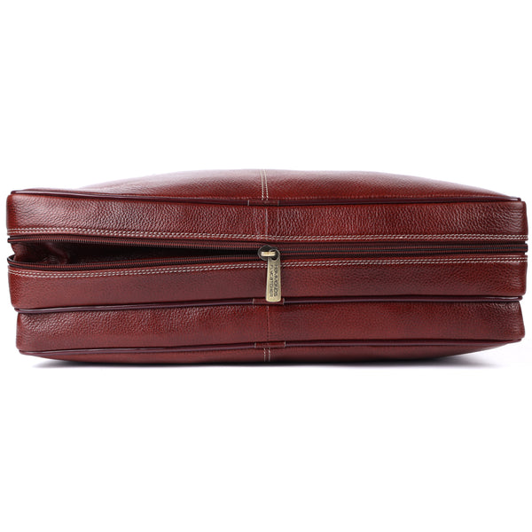 Laptop Bag for Men - Genuine Leather, Brown - Fits 14/15.6 Inch Laptops - Water Resistant Handbag -