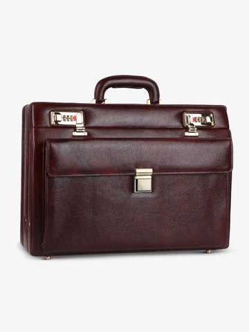 Expandable Briefcase for Men -Genuine Leather Office Bag, Travel Bag with Dual Combination Locks Protection