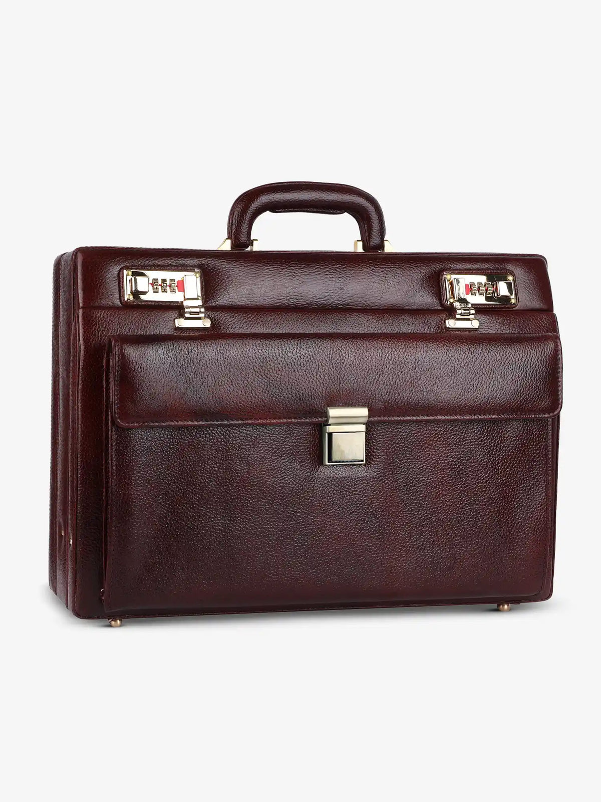 Expandable Briefcase for Men -Genuine Leather Office Bag, Travel Bag with Dual Combination Locks Protection