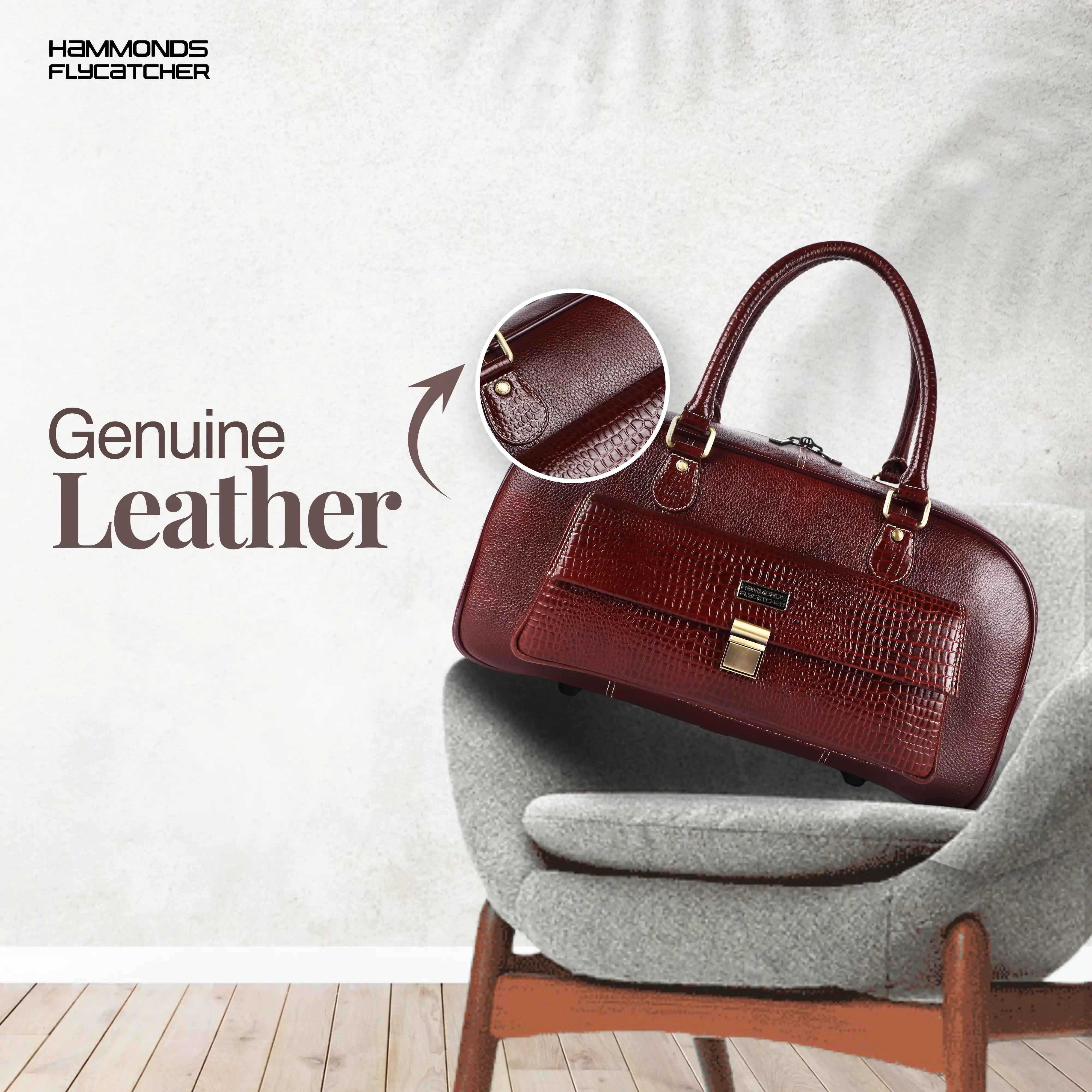 Genuine Leather Brown Travel Bag/Travel Bags for Luggage/Cabin Luggage Bags for Flight/Leather Travel Bags Secondary image