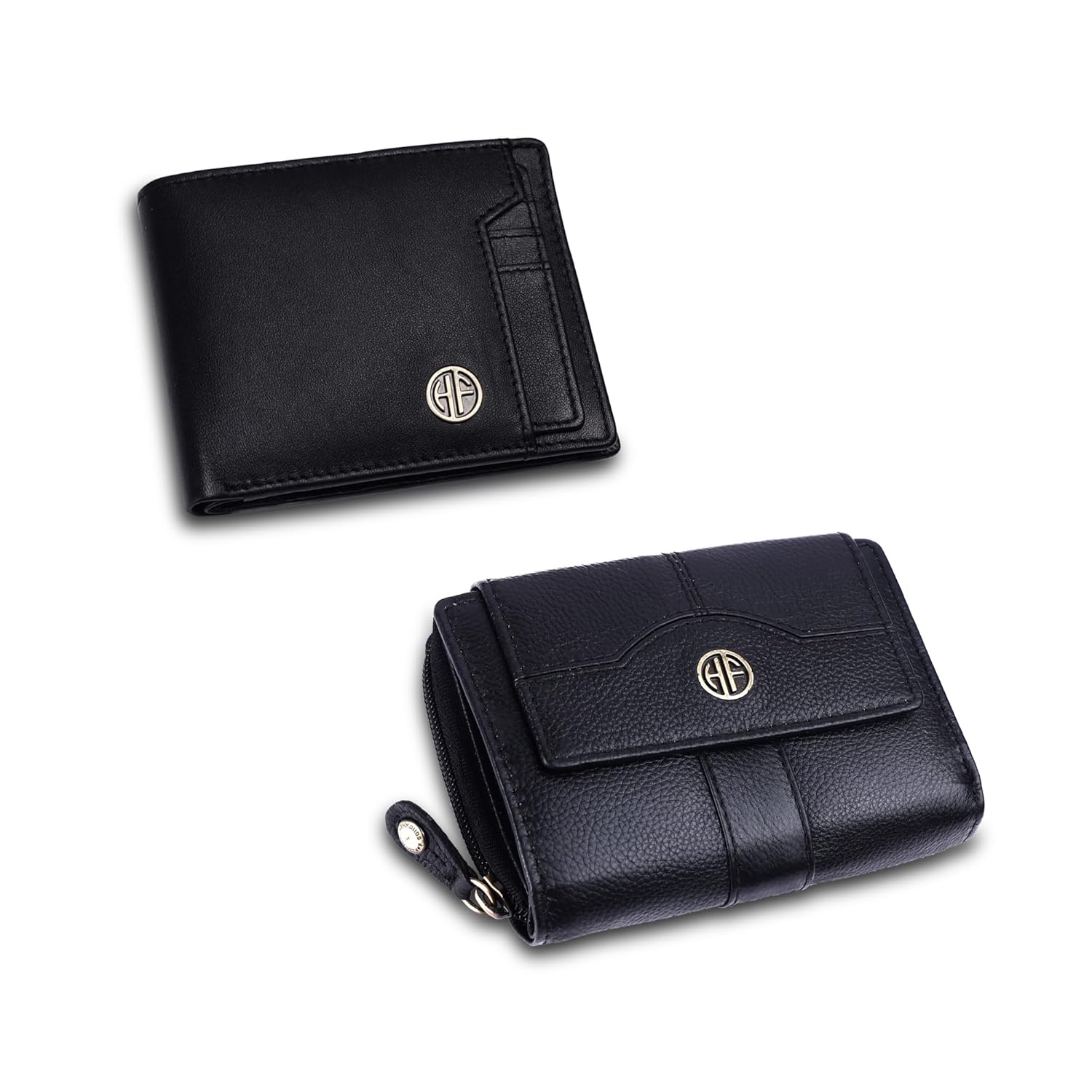 Genuine Leather Wallet Gift Set Combo (His & Hers) - Anniversary or Wedding Present