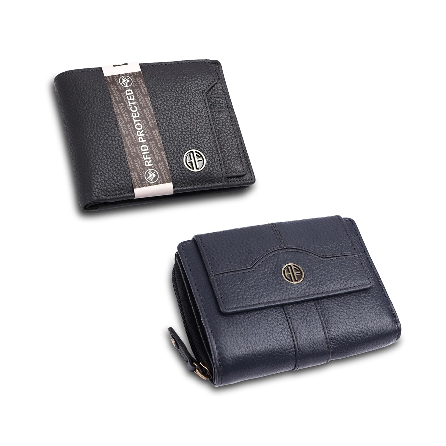 Genuine Leather Wallet Gift Set Combo (His & Hers) - Anniversary or Wedding Present