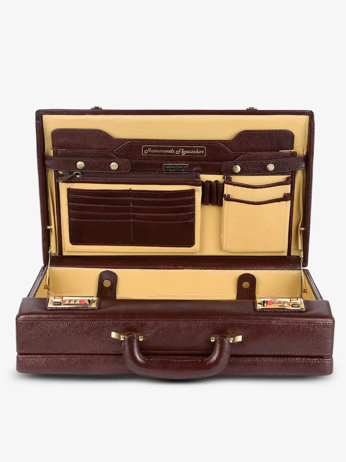 Expandable Briefcase for Men -Genuine Leather Office Bag, Travel Bag with Dual Combination Locks Protection