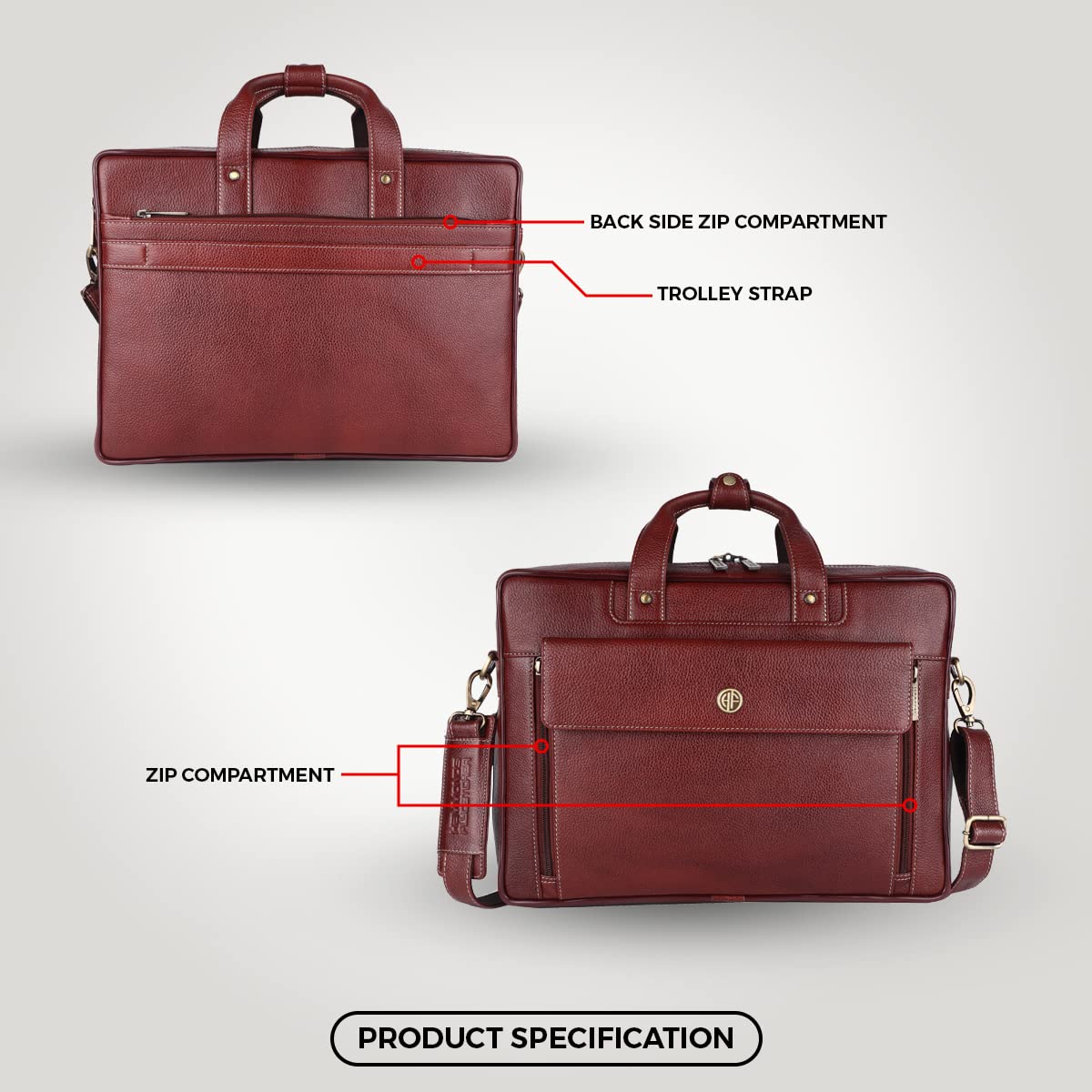 Leather laptop bag with luggage strap 2025