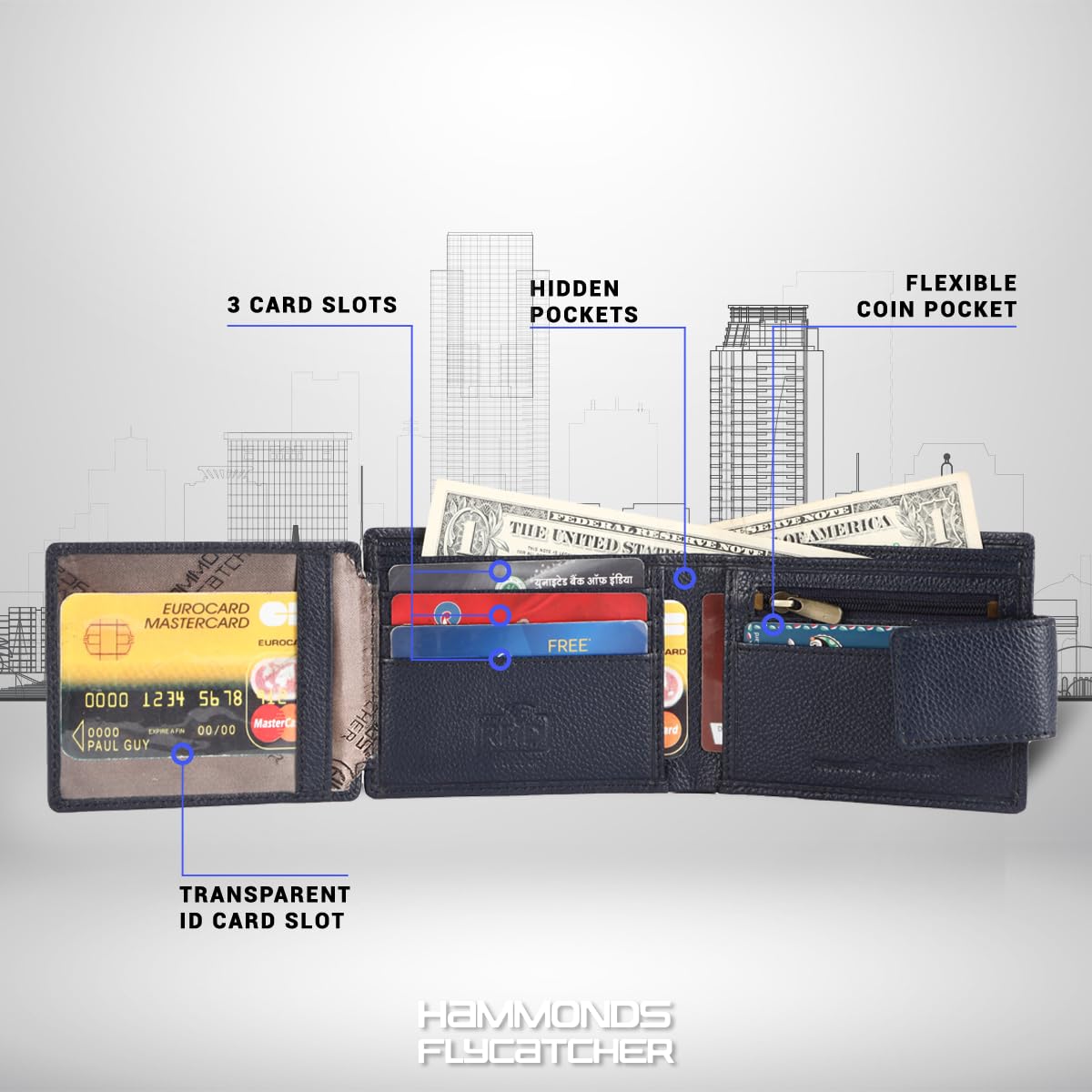 RFID Protected Genuine Leather Wallet for Mens - 7 Card Slots, Zipper Coin Pocket - Gift for Him on Any Occasion