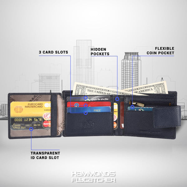 RFID Protected Genuine Leather Wallet for Mens - 7 Card Slots, Zipper Coin Pocket - Gift for Him on Any Occasion