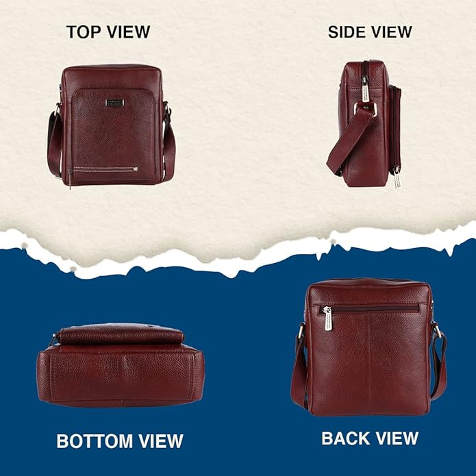 Genuine Leather Travel Messenger Sling Side Documents Bags| 1 Compartments |1 Inner Zipper pocket