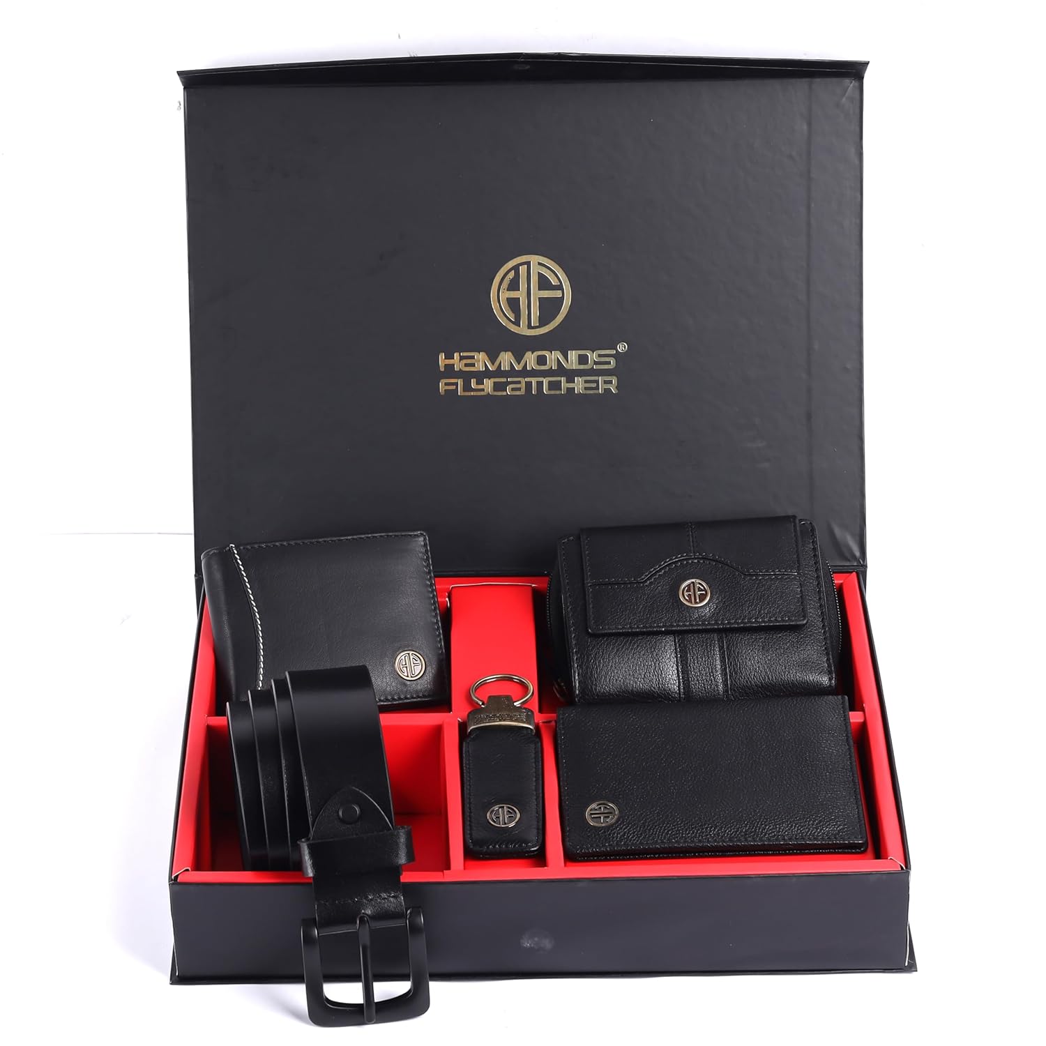 Genuine Leather Black Executive Gift Set | 5 in 1 Mega Combo| Men's Wallet, Ladies Wallet, Passport Holder,