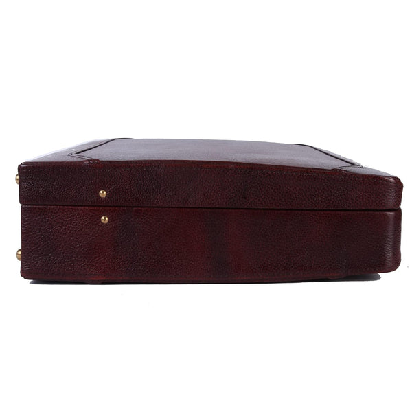 Genuine Leather Briefcase for Men with Expandable File Section - Classic Brown - Laptop Briefcase Office Bag