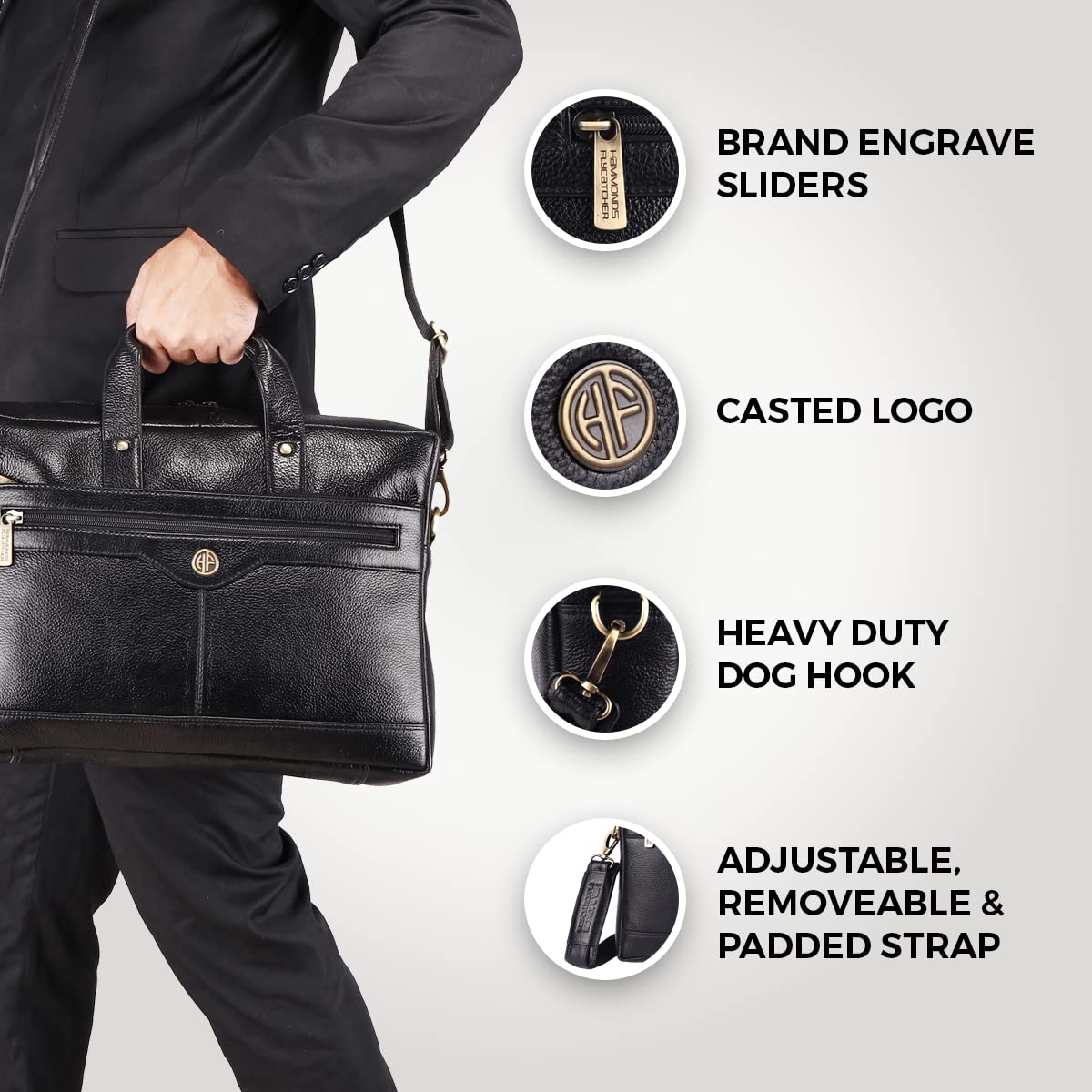 Genuine Leather Executive Office Bag - Shoulder Laptop Messenger Bag for Men - Fits up to 14/15.6/16 Inch