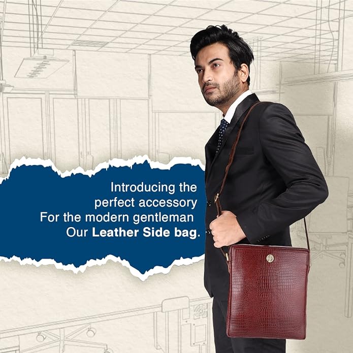 Genuine Leather Travel Messenger Sling Side Documents Bags| 1 Compartments |1 Inner Zipper pocket |1 front