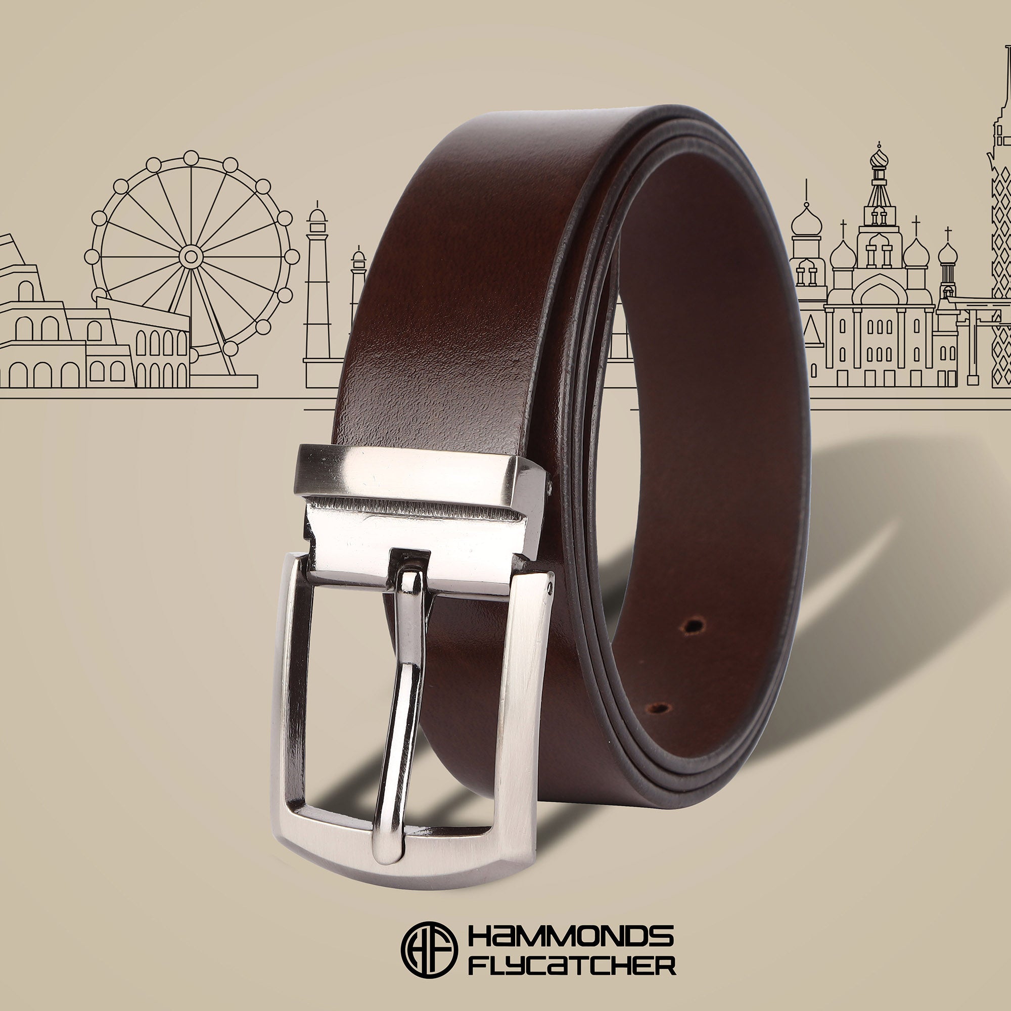 Brown Genuine Leather Belt for Men Hammonds Flycatcher