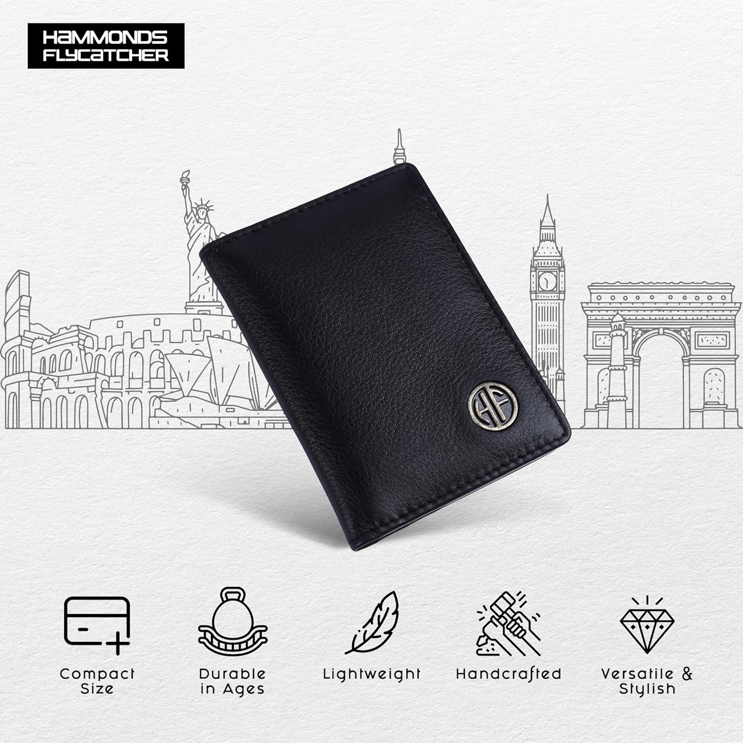 Card Holder Wallet for Men and Women - Genuine Leather - RFID Protected - 6 Slots for ATM Credit/Debit Card