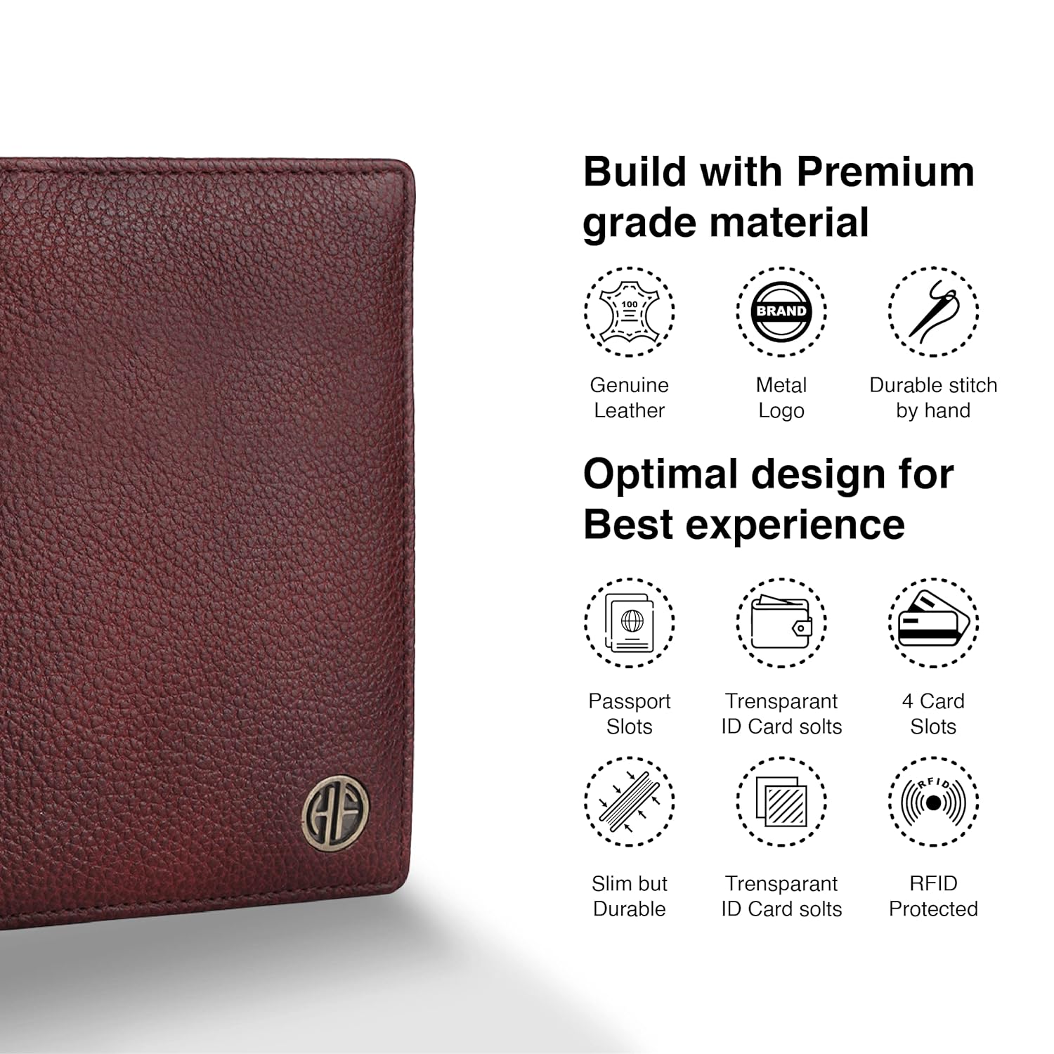 Leather Travel Passport Holder For Men And Women With Passport Slot, Card Slots, ID Card Slot - RFID Protected