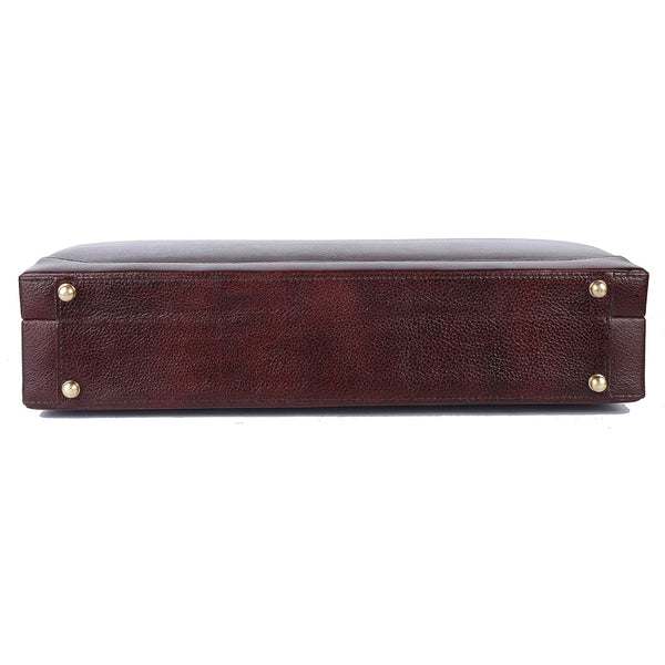 Genuine Leather Briefcase for Men with Expandable File Section - Classic Brown - Laptop Briefcase Office Bag