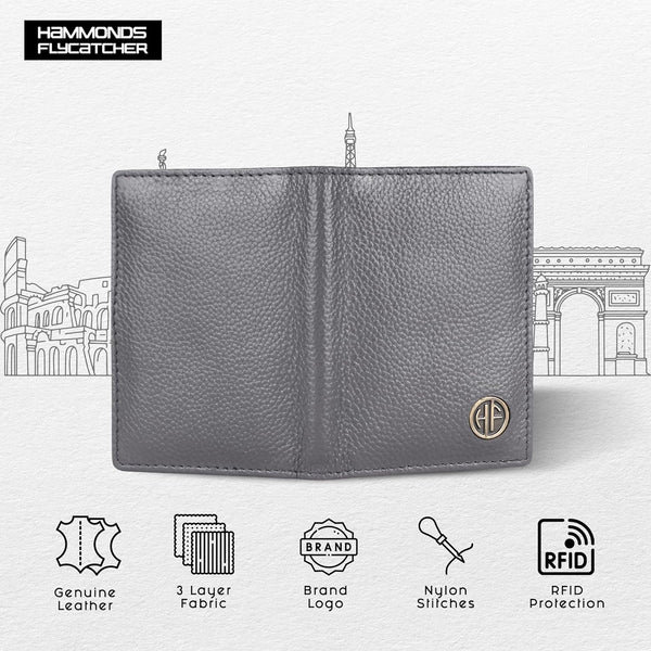 Card Holder Wallet for Men and Women - Genuine Leather - RFID Protected - 6 Slots for ATM Credit/Debit Card