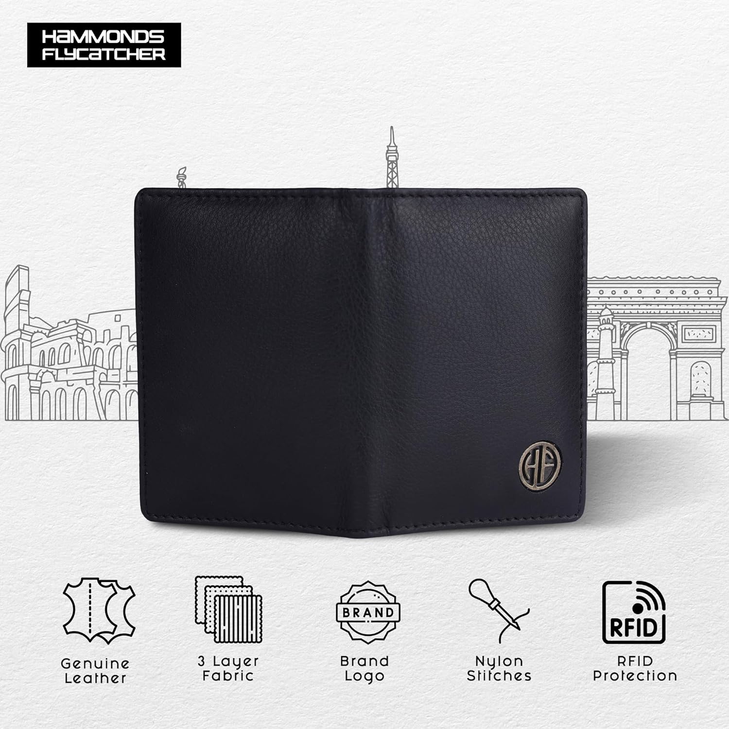 Card Holder Wallet for Men and Women - Genuine Leather - RFID Protected - 6 Slots for ATM Credit/Debit Card