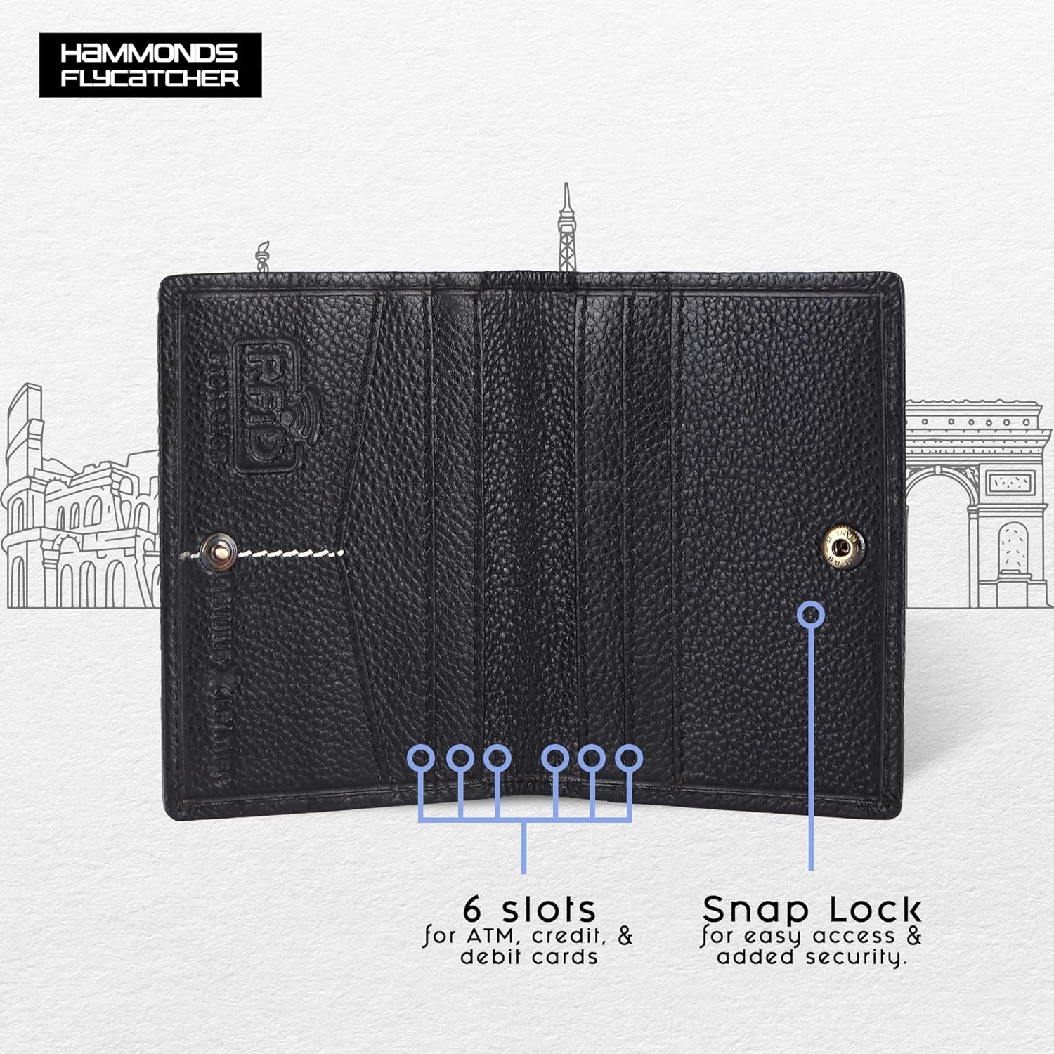 Card Holder Wallet for Men and Women - Genuine Leather - RFID Protected - 6 Slots for ATM Credit/Debit Card