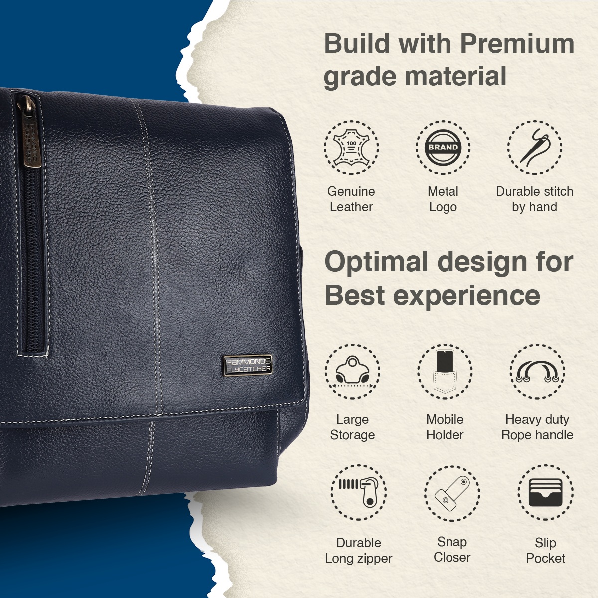 Premium Leather Sling Bag For Men - Adjustable Strap - 1 Year Warranty