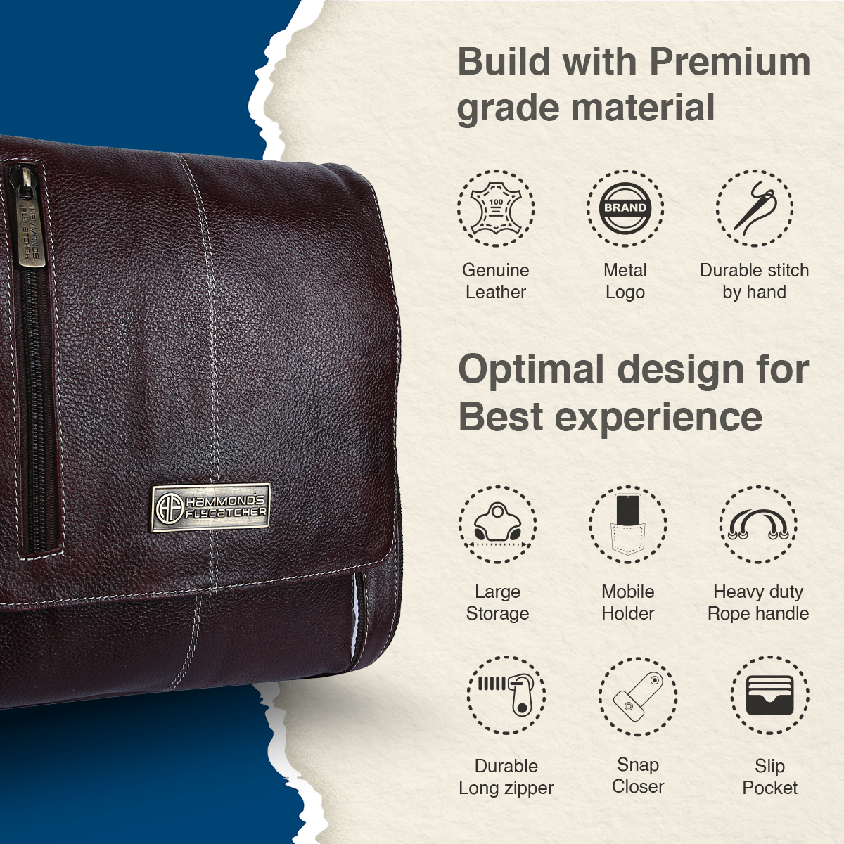 Premium Leather Sling Bag For Men - Adjustable Strap - 1 Year Warranty