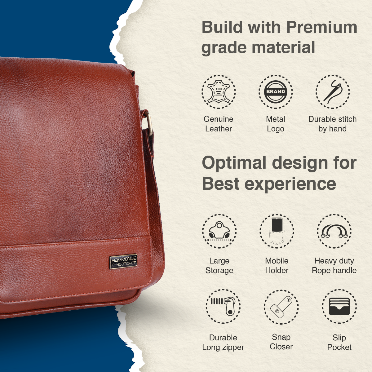 Premium Leather Sling Bag For Men - Adjustable Shoulder Strap - Ideal For Travel, College, and Office