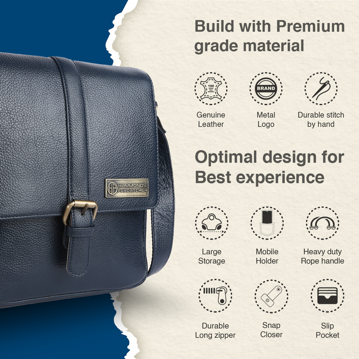 Genuine Leather Premium Sling Crossbody Bag For Men - 1 Year Warranty