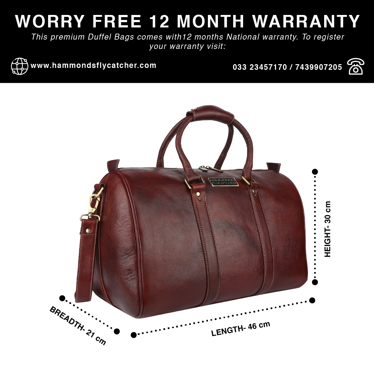 Duffle Bag for Travel - Genuine Leather Travel Bag for Luggage - Ideal Cabin Weekender Bag - Spacious, Stylish and Durable