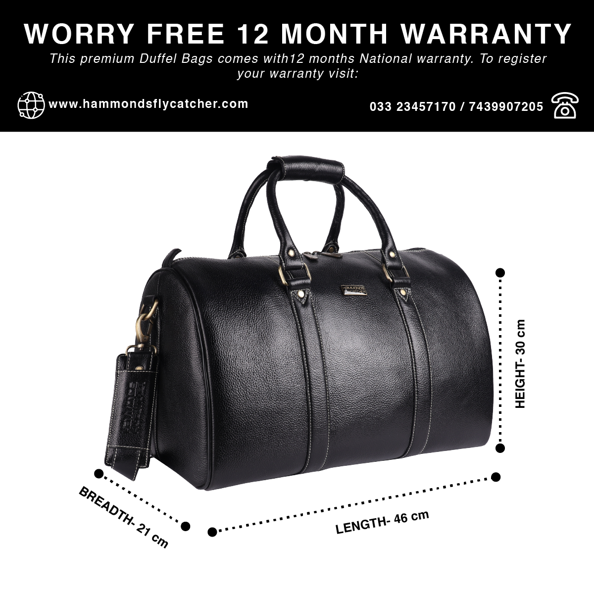 Duffle Bag for Travel - Genuine Leather Travel Bag for Luggage - Ideal Cabin Weekender Bag - Spacious, Stylish and Durable