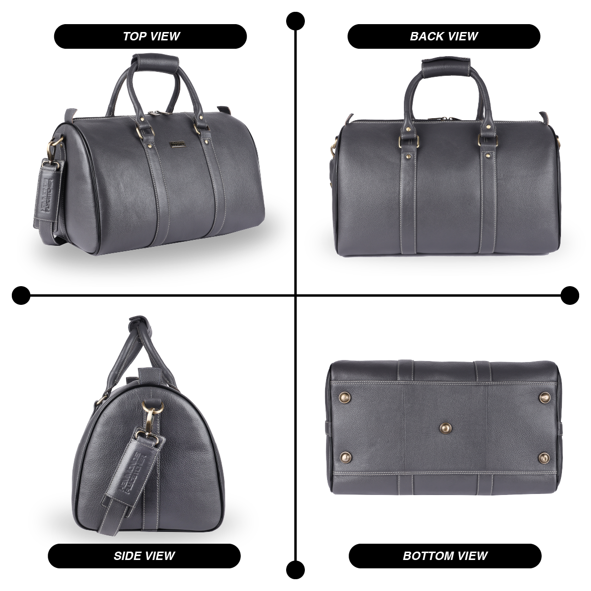 Duffle Bag for Travel - Genuine Leather Travel Bag for Luggage - Ideal Cabin Weekender Bag - Spacious, Stylish and Durable
