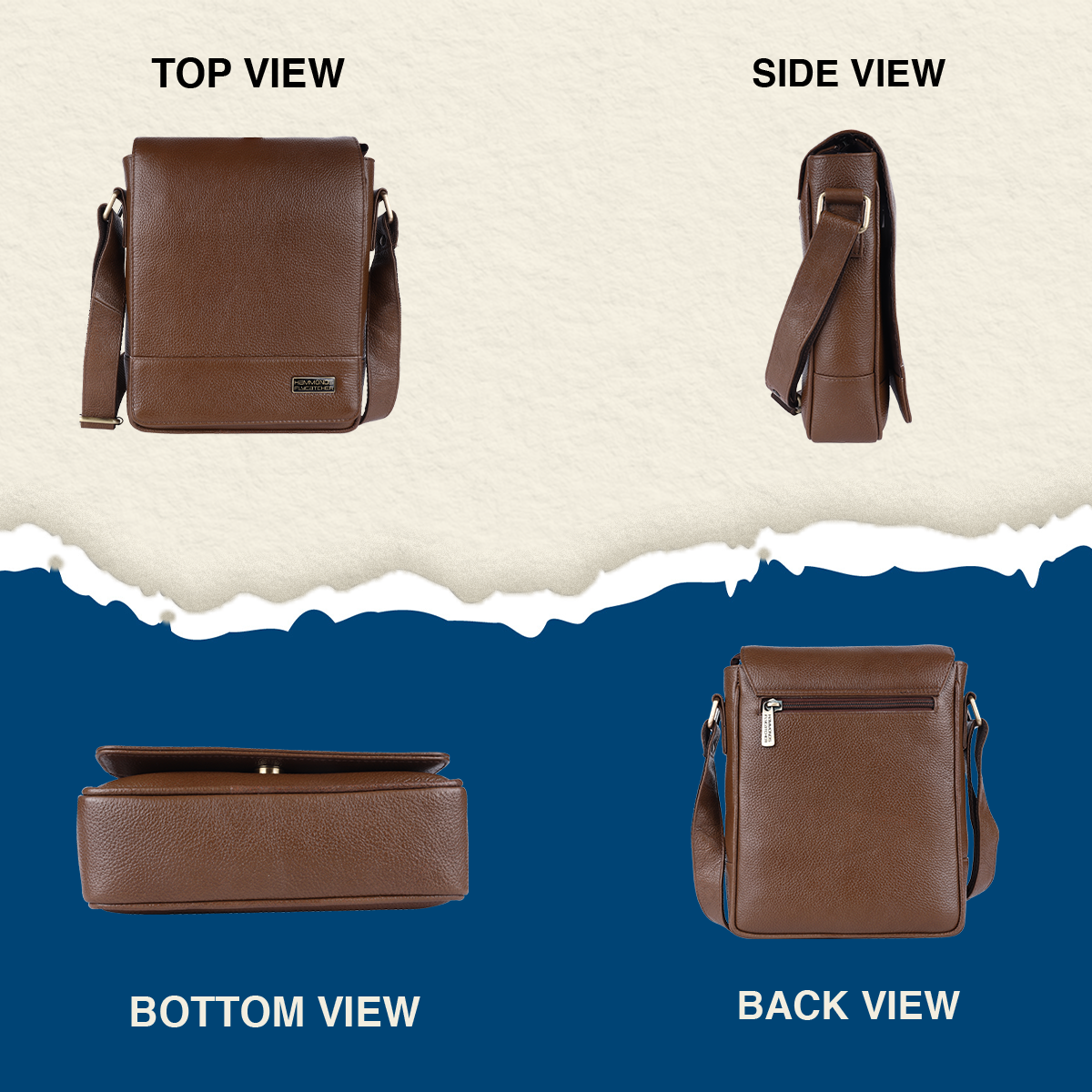 Premium Leather Sling Bag For Men - Adjustable Shoulder Strap - Ideal For Travel, College, and Office