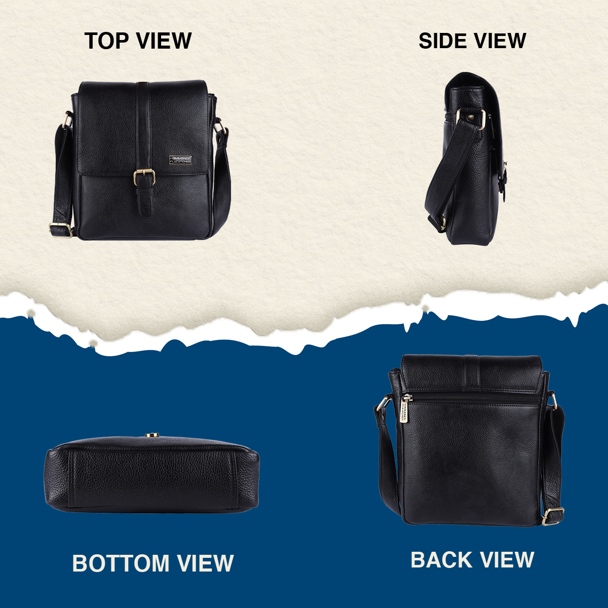 Genuine Leather Premium Sling Crossbody Bag For Men - 1 Year Warranty