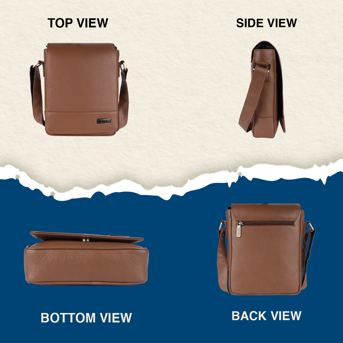Premium Leather Sling Bag For Men - Adjustable Shoulder Strap - Ideal For Travel, College, and Office