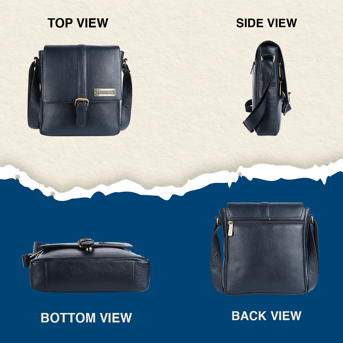 Genuine Leather Premium Sling Crossbody Bag For Men - 1 Year Warranty
