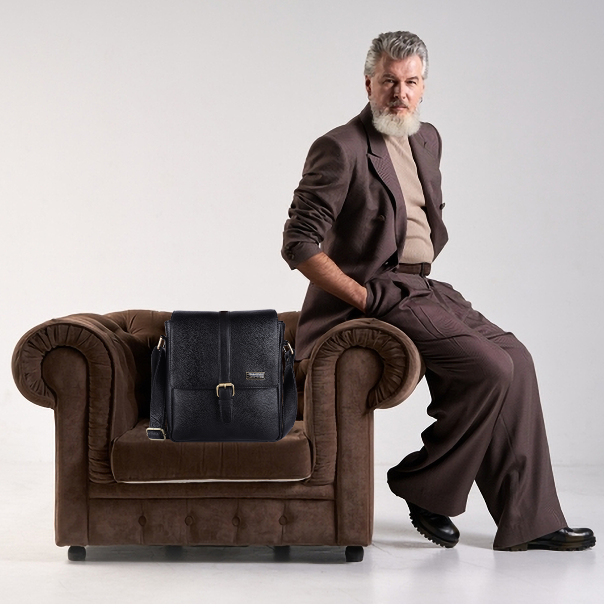 Genuine Leather Premium Sling Crossbody Bag For Men - 1 Year Warranty