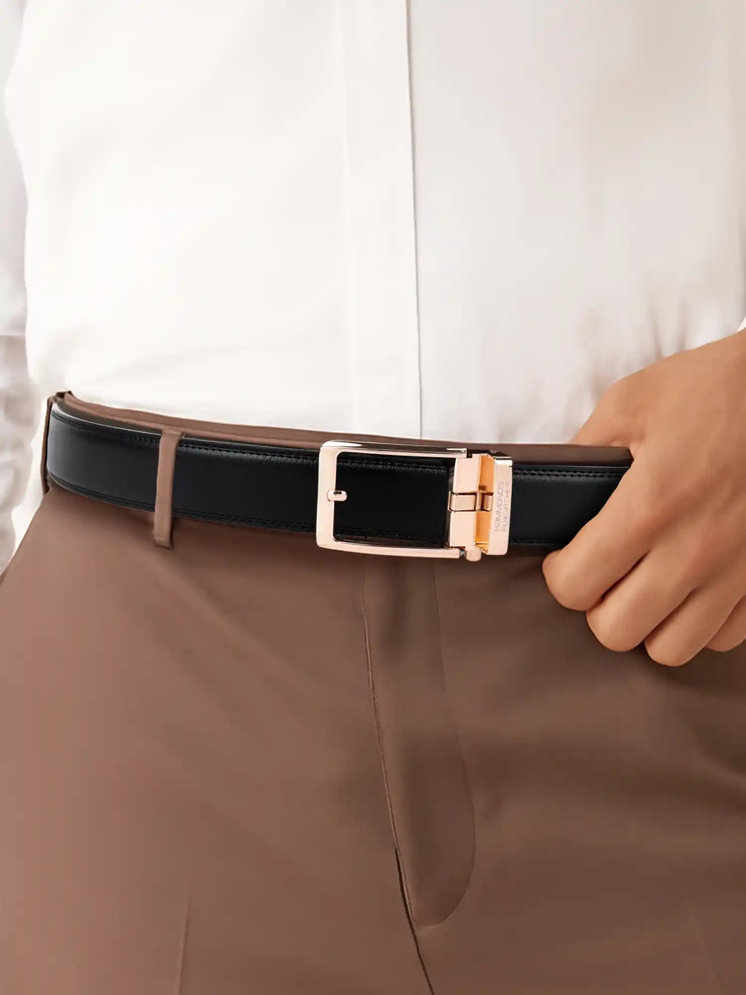 Premium Genuine Leather Belt for Men with Auto Lock, Slide Lock Design - Perfect for Everyday Wear Secondary image