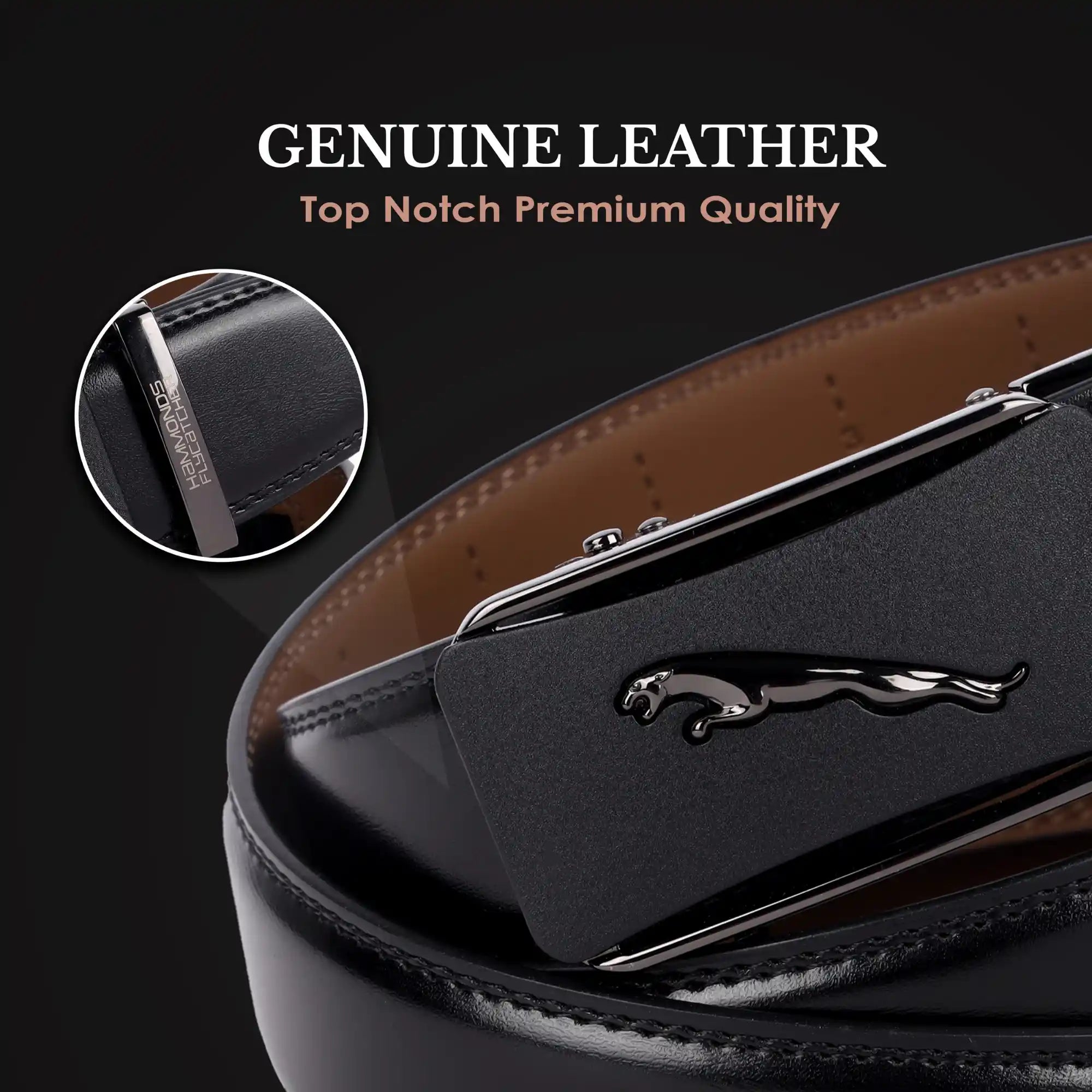 Genuine Leather Belts for Men, Autolock Micro Adjustable Ratchet Track Leather Belt for Men, Formal & Casual Leather Belt