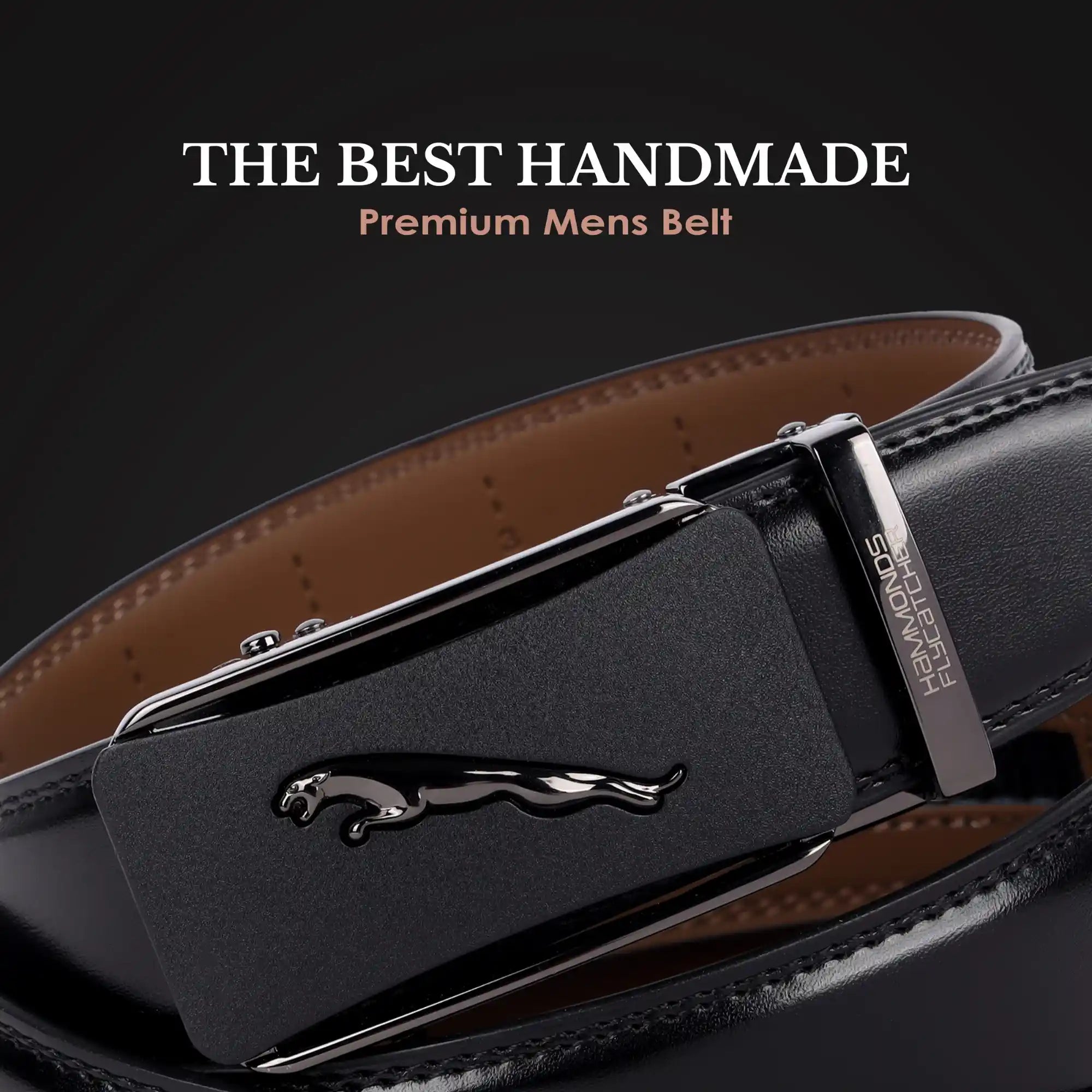 Genuine Leather Belts for Men, Autolock Micro Adjustable Ratchet Track Leather Belt for Men, Formal & Casual Leather Belt