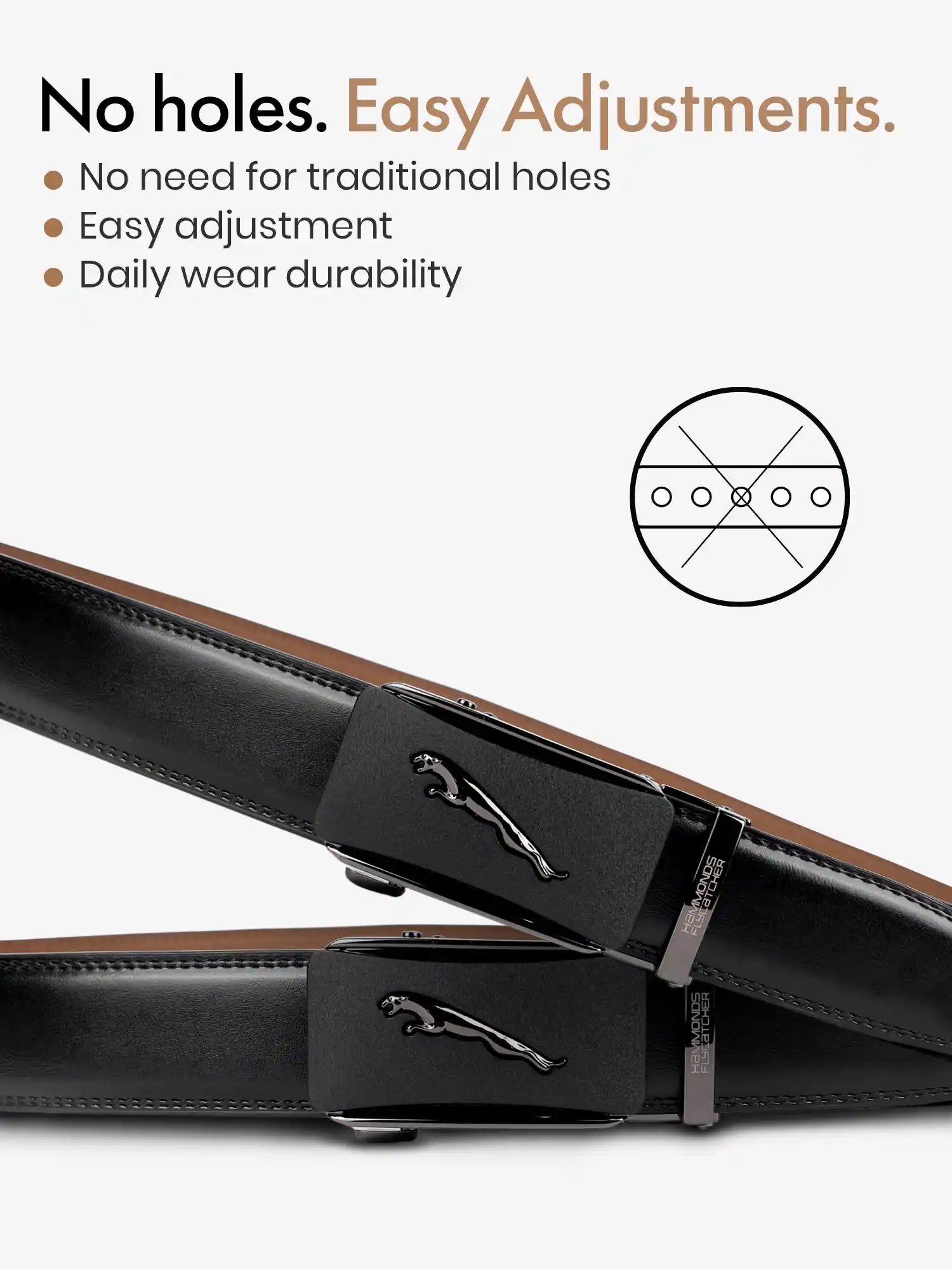 Genuine Leather Belts for Men, Autolock Micro Adjustable Ratchet Track Leather Belt for Men, Formal & Casual Leather Belt